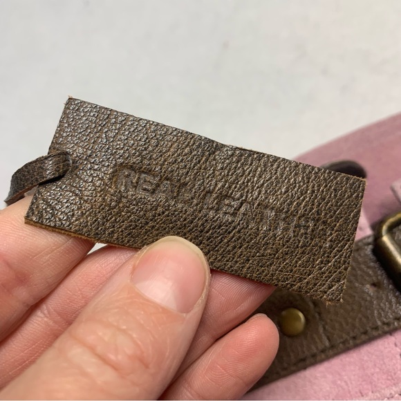 MiMu Suede Messenger Crossbody Bag Sundance Dusty Pink and Brown Purse - Picture 10 of 12